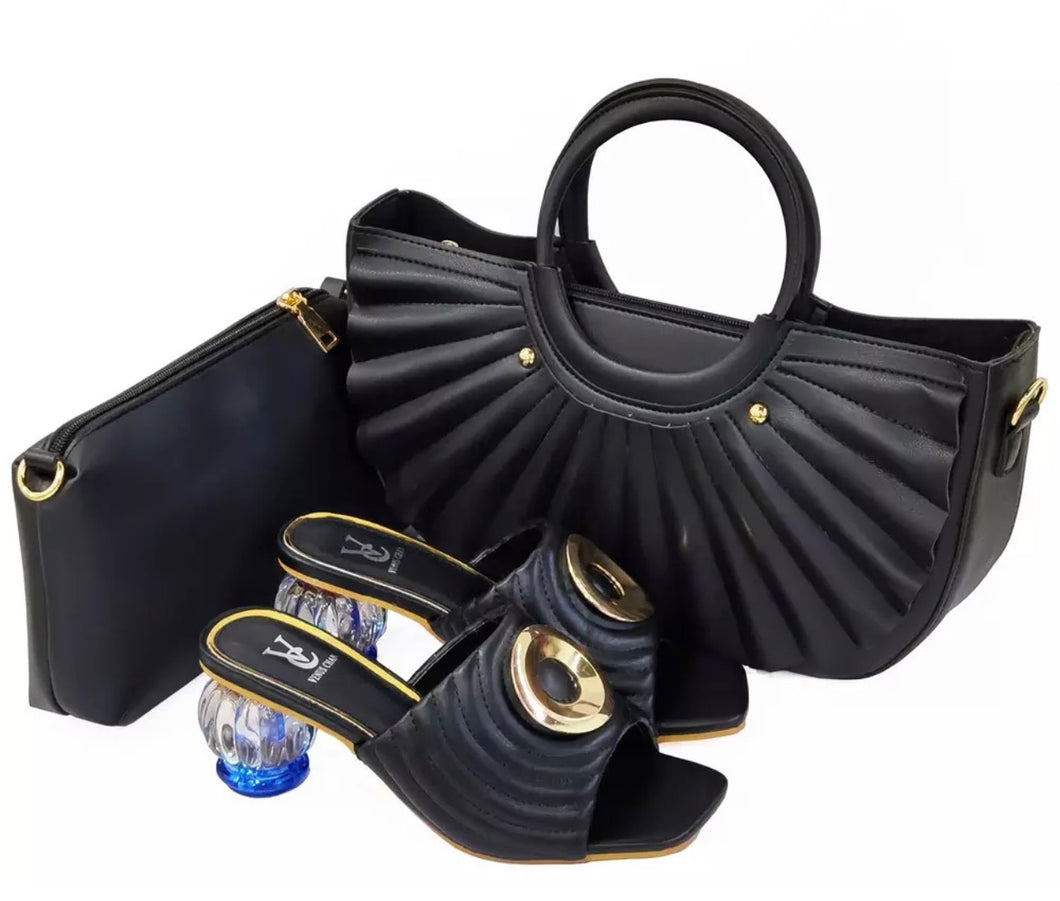 ITALY LEATHER PURSE & SHOE SET