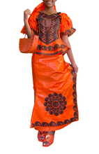 Load image into Gallery viewer, BAZIN AFRICAN WOMEN DRESS
