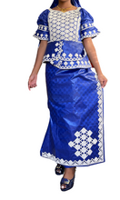 Load image into Gallery viewer, BAZIN AFRICAN WOMEN DRESS

