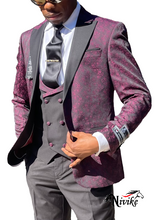 Load image into Gallery viewer, Burgundy Bridegroom Suit and Businessmen
