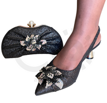 Load image into Gallery viewer, ITALIAN BLACK SHOE &amp; BAG SET
