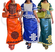 Load image into Gallery viewer, BAZIN AFRICAN WOMEN DRESS
