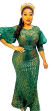 Load image into Gallery viewer, Queens Africans Night dress with long sleeve
